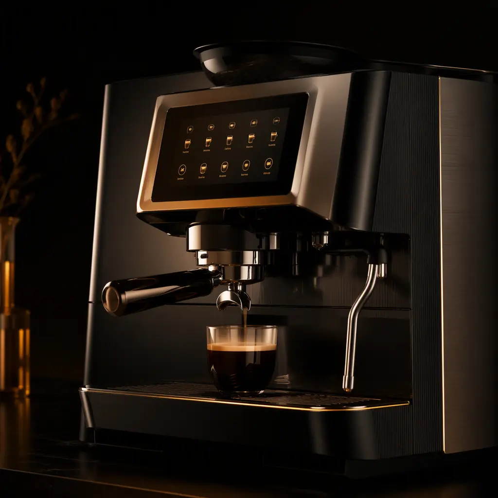 Espresso machine touchscreen HMI board showing temperature PID interface