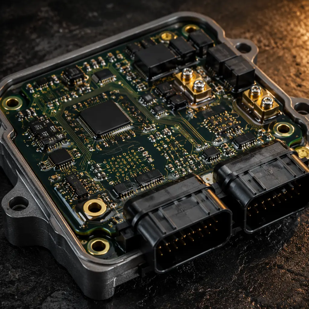 Automotive-grade PCB assembly with conformal coating for harsh environment protection