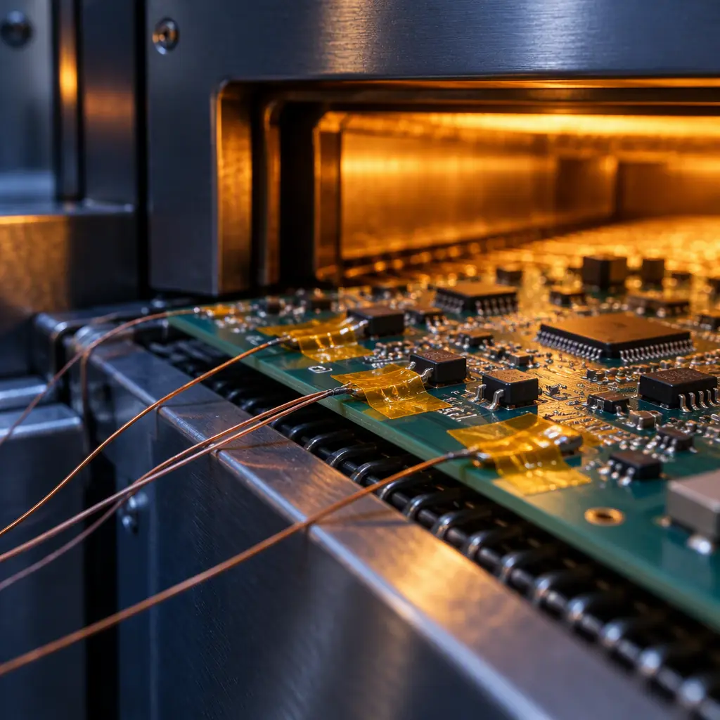 Reflow oven profile measurement with thermocouples attached to mixed alloy PCB assembly