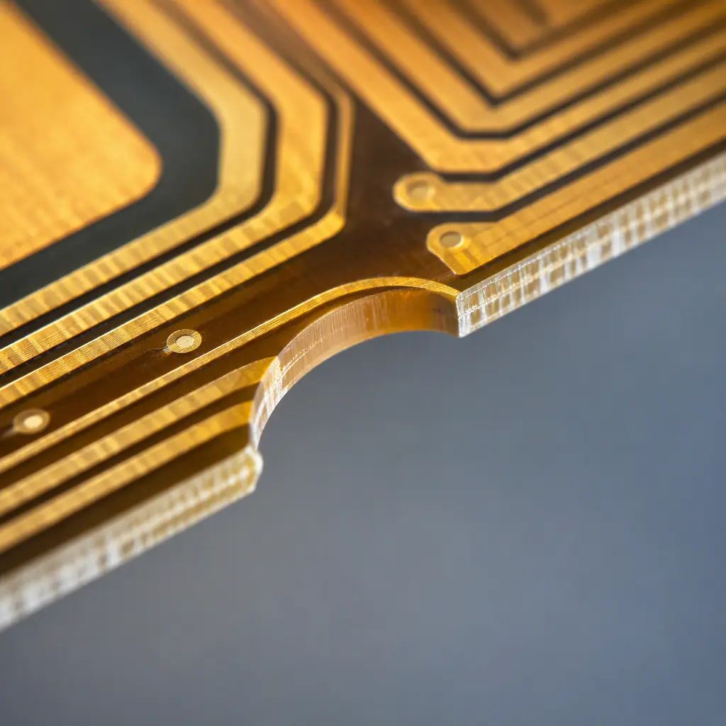 Flexible PCB being singulated by a laser depanelization machine with a clean cut edge
