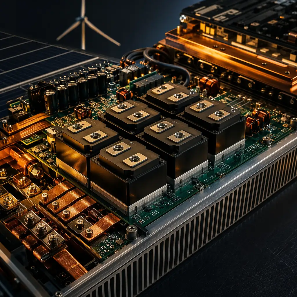 EV charger power stage PCB with heavy copper and SiC modules