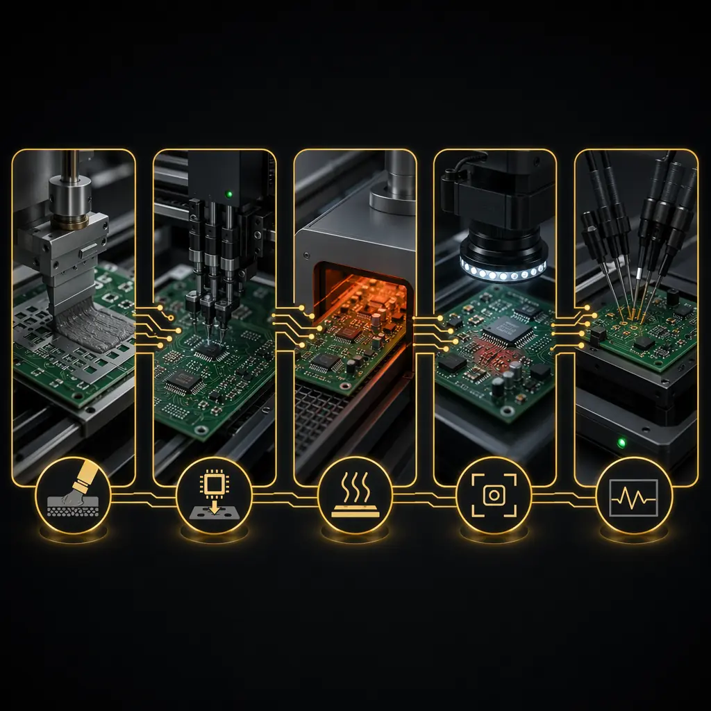 SMT assembly and pick-and-place production line
