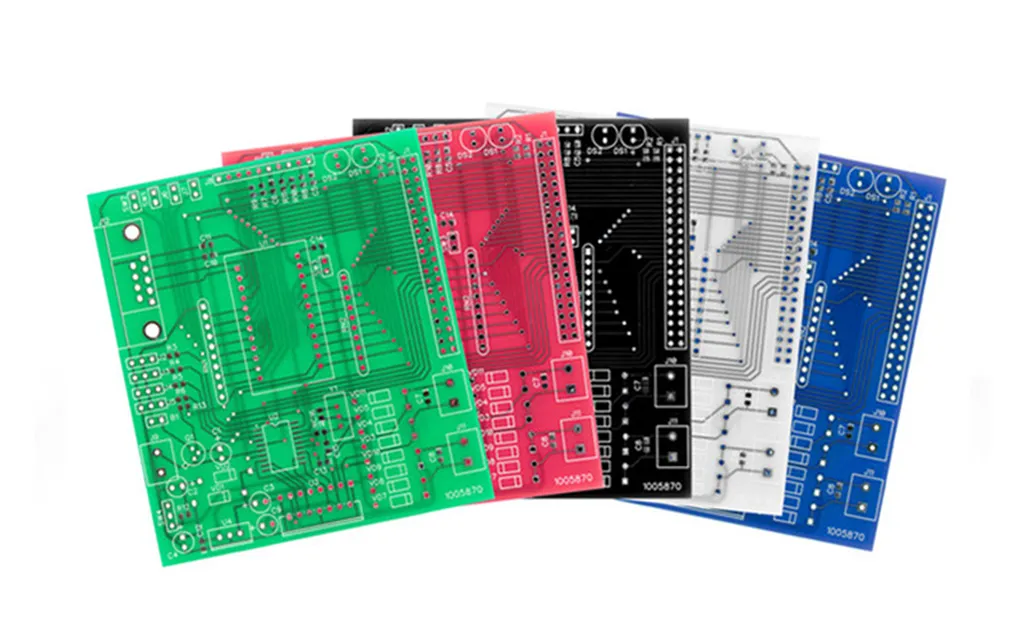 Five-color solder mask boards fanned out — material comparison